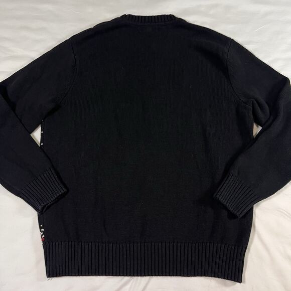 Dockers Christmas Sweater Mens Size M Black Fair Isle Reindeer Knit Pullover VTG - Picture 9 of 12